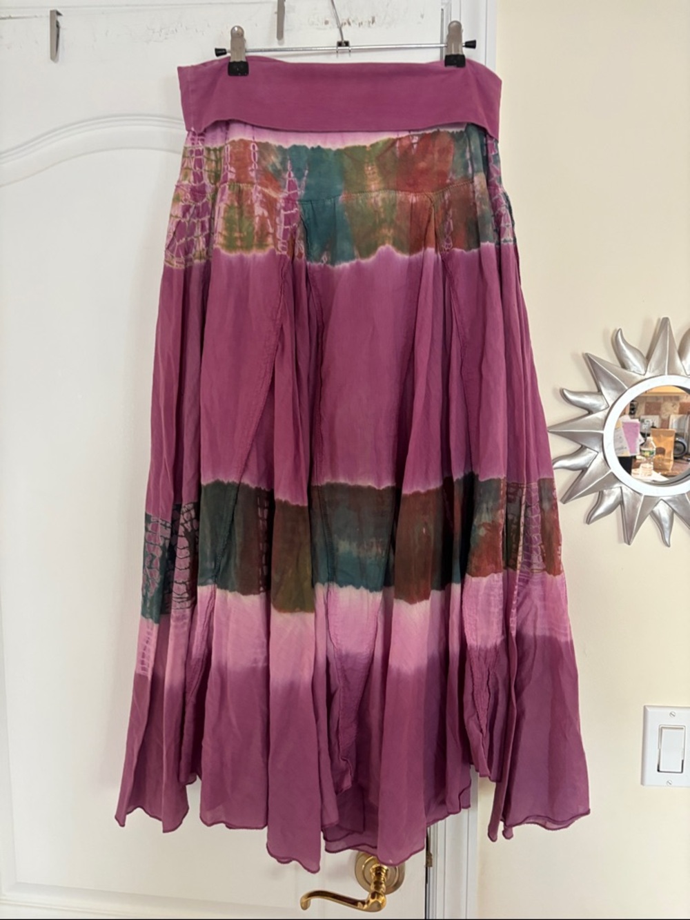 BABA LOS ANGELES LADIES PURPE TIE DYE BOHO MAXI SKIRT-L - Picture 4 of 9